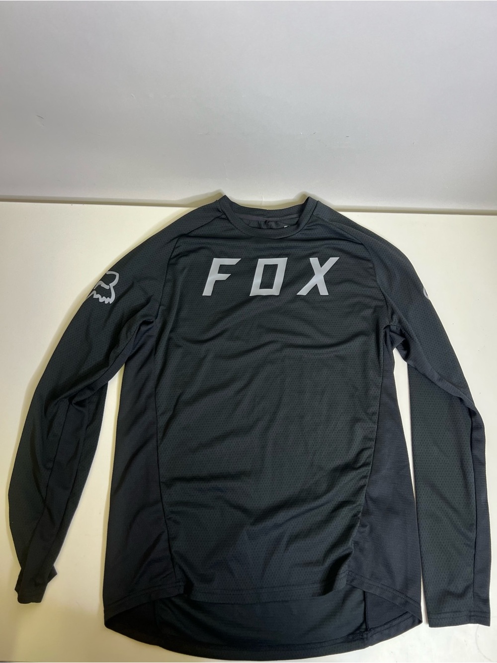 Fox Defend Men’s Long Sleeve Jersey Black with Gray Logo - Size Medium